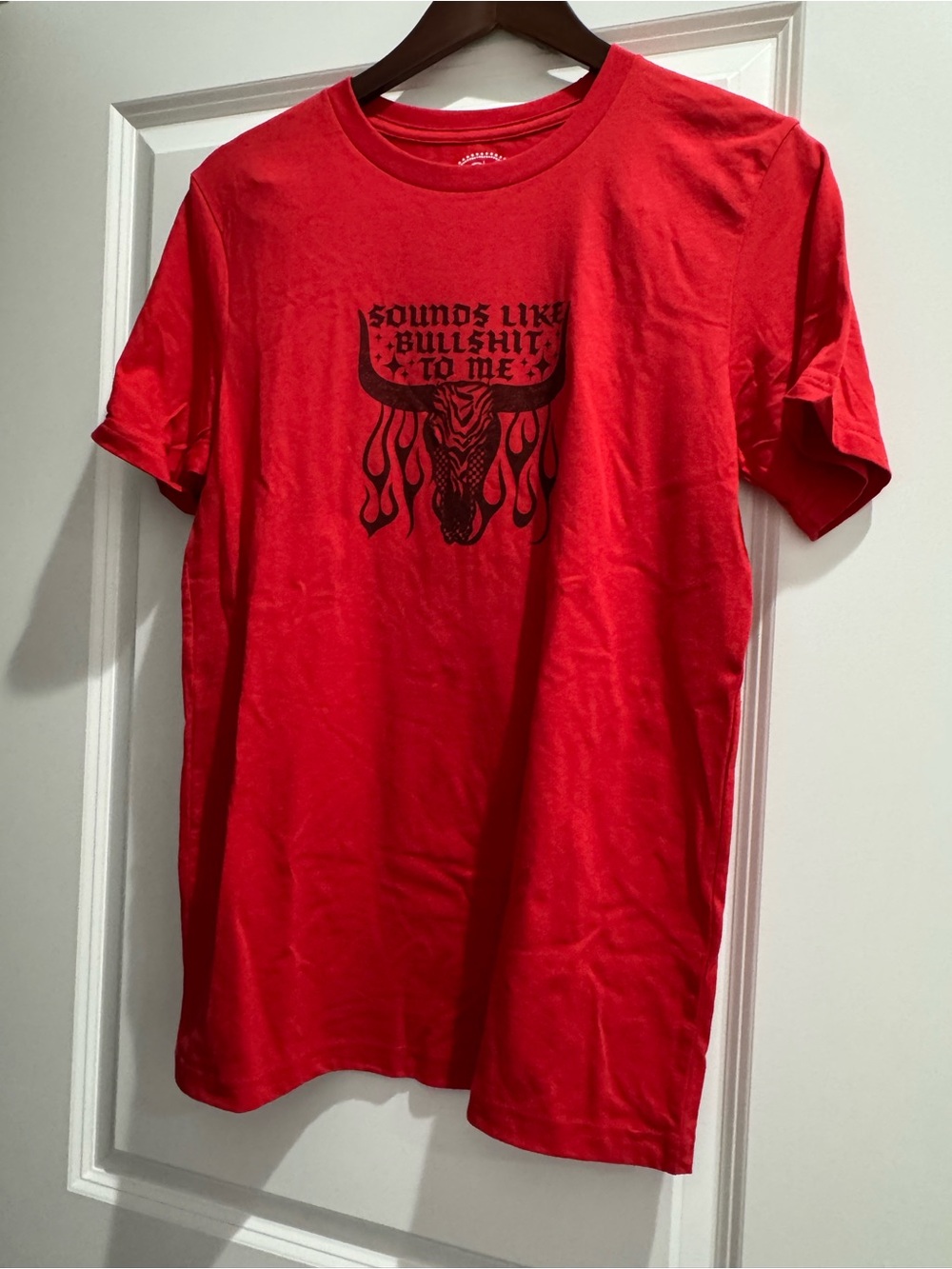 Red Graphic Womens T-Shirt - 'Sounds Like Bullshit To Me' - NWOT